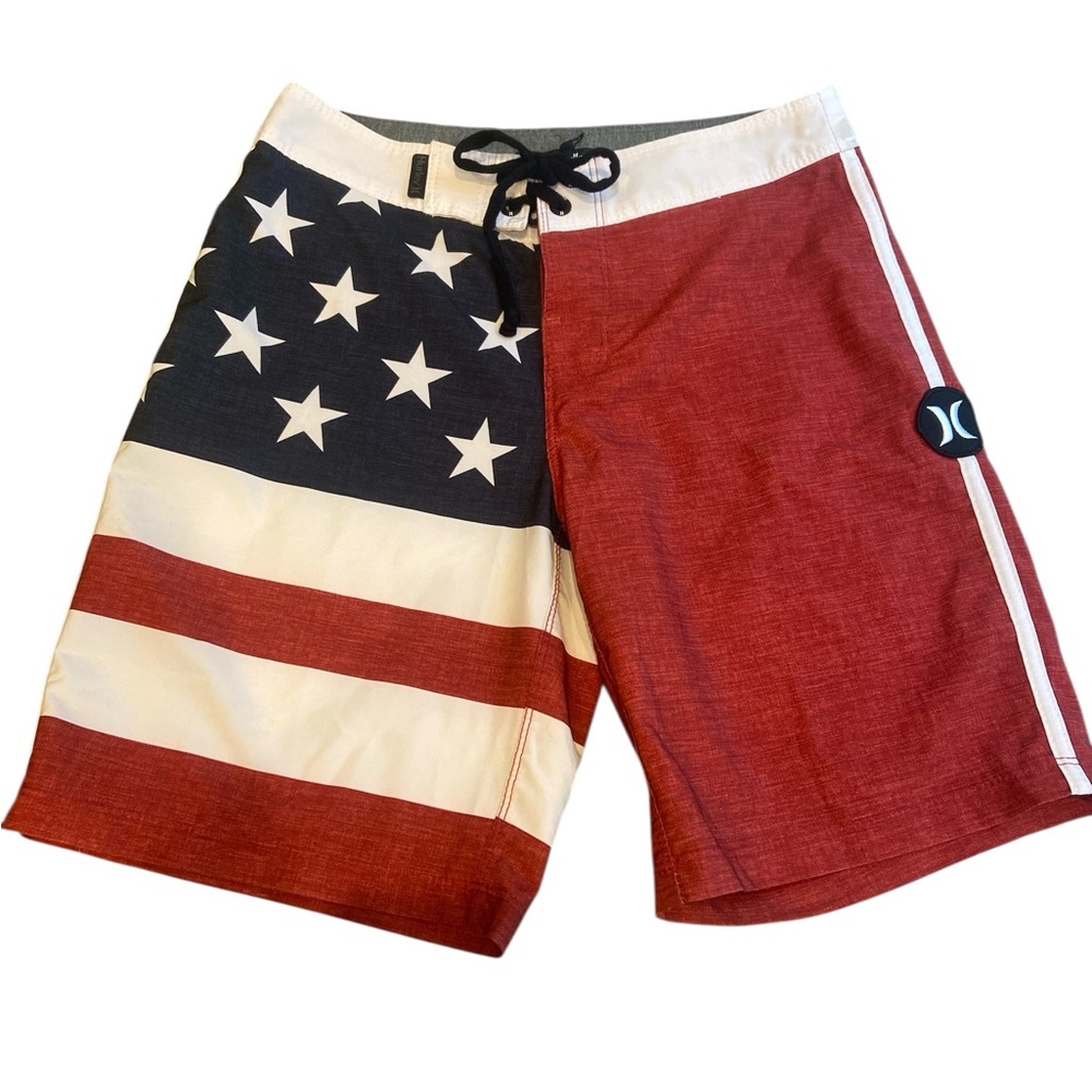 ❤️ Hurley Red, White and blue boys patriot Board Shorts Swimwear size 24
